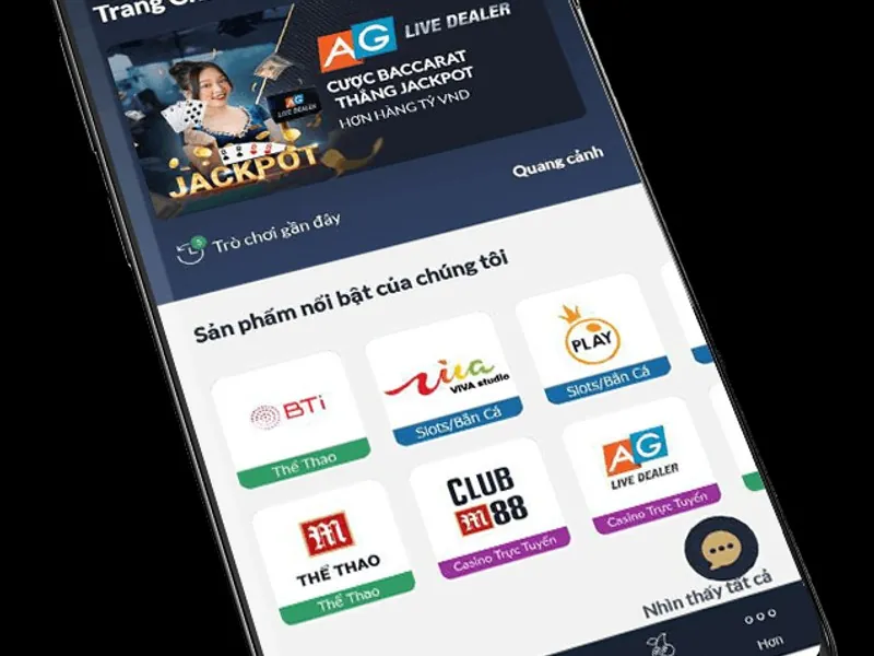 Điện thoại hiển thị ứng dụng Ku Casino